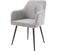 DeLife Chaise-rembourrée Greg-Flex 4 Pieds Coniques Noir côtelé Gris argenté Ressorts ensachés