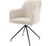 DeLife Chaise-rembourrée Greg-Flex Pied croisé Conique Noir côtelé Beige Vintage Ressorts ensachés