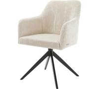 Chaise-de-salle-à-manger Greg-Flex côtelé beige vintage pied croisé large noir ressorts ensachés