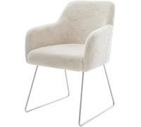 DeLife Chaise-rembourrée Greg-Flex Pied trapèze Acier Inoxydable Peluche crème-Blanc Resorts ensachés