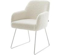 DeLife Chaise-rembourrée Greg-Flex Pied trapèze Acier Inoxydable Tissu Teddy Beige Resorts ensachés