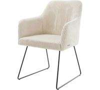 DeLife Chaise-rembourrée Greg-Flex Pied trapèze Noir côtelé Beige Vintage Ressorts ensachés