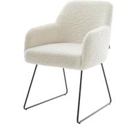 DeLife Chaise-rembourrée Greg-Flex Pied trapèze Noir Tissu Teddy Beige Resorts ensachés