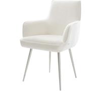 DeLife Chaise-rembourrée Heira-Flex avec accoudoirs 4 Pieds Coniques Acier Inoxydable bouclé Doux Beige Resorts ensachés