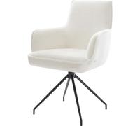 DeLife Chaise-rembourrée Heira-Flex avec accoudoirs Pied croisé Conique Noir bouclé Doux Beige Resorts ensachés