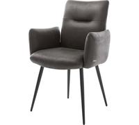 DeLife Chaise-rembourrée Jova-Flex avec accoudoirs 4 Pieds Coniques Noir microvelours Anthracite Vintage Ressorts ensachés