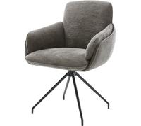 DeLife Chaise-rembourrée Luan-Flex avec accoudoirs Pied croisé Conique Noir bouclé Doux Couleur Boue