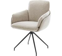 DeLife Chaise-rembourrée Luan-Flex avec accoudoirs Pied croisé Conique Noir Tissu tissé Doux Beige