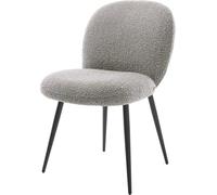 DeLife Chaise-rembourrée Nube-Flex 4 Pieds Coniques Noir bouclé Gris argenté Ressorts ensachés