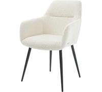 DeLife Chaise-rembourrée Pejo-Flex 4 Pieds Coniques Noir bouclé Blanc Ressorts ensachés
