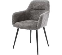 DeLife Chaise-rembourrée Pejo-Flex 4 Pieds Coniques Noir bouclé Gris Ressorts ensachés