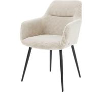 DeLife Chaise-rembourrée Pejo-Flex 4 Pieds Coniques Noir côtelé Beige Vintage Ressorts ensachés