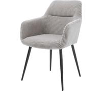 DeLife Chaise-rembourrée Pejo-Flex 4 Pieds Coniques Noir côtelé Gris argenté Ressorts ensachés