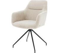DeLife Chaise-rembourrée Pejo-Flex Pied croisé Conique Noir côtelé Beige Vintage Ressorts ensachés