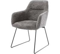 DeLife Chaise-rembourrée Pejo-Flex Pied trapèze Noir bouclé Gris Ressorts ensachés