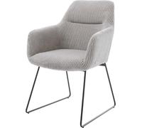DeLife Chaise-rembourrée Pejo-Flex Pied trapèze Noir côtelé Gris argenté Ressorts ensachés