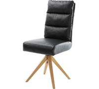 DeLife Chaise-rembourrée Pela-Flex Pied en Bois Angulaire Naturel Cuir de Vache Noir Ressorts ensachés