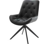 DeLife Chaise-rembourrée Taimi-Flex Pied croisé Large Noir Cuir de Vache Noir