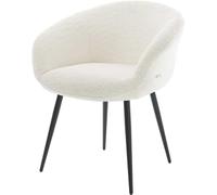 DeLife Chaise-rembourrée Vinka-Flex avec accoudoirs 4 Pieds Coniques Noir bouclé Blanc Ressorts ensachés