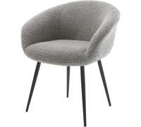 DeLife Chaise-rembourrée Vinka-Flex avec accoudoirs 4 Pieds Coniques Noir bouclé Gris argenté Ressorts ensachés
