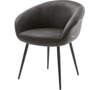 DeLife Chaise-rembourrée Vinka-Flex avec accoudoirs 4 Pieds Coniques Noir microvelours Anthracite Vintage Ressorts ensachés