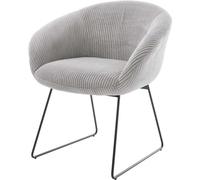 DeLife Chaise-rembourrée Vinka-Flex avec accoudoirs Pied trapèze Noir côtelé Gris argenté Ressorts ensachés