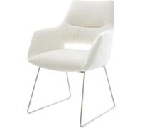 DeLife Chaise-rembourrée Yago-Flex avec accoudoirs Pied trapèze Acier Inoxydable bouclé Doux Beige Resorts ensachés