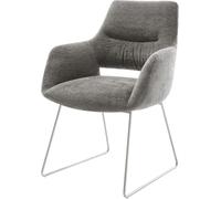 DeLife Chaise-rembourrée Yago-Flex avec accoudoirs Pied trapèze Acier Inoxydable bouclé Doux Couleur Boue Resorts ensachés