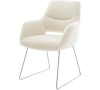 DeLife Chaise-rembourrée Yago-Flex avec accoudoirs Pied trapèze Acier Inoxydable Tissu Teddy Beige Resorts ensachés