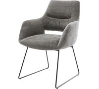 DeLife Chaise-rembourrée Yago-Flex avec accoudoirs Pied trapèze Noir bouclé Doux Couleur Boue Resorts ensachés