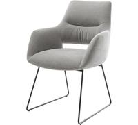 DeLife Chaise-rembourrée Yago-Flex avec accoudoirs Pied trapèze Noir Tissu structuré Doux Gris Resorts ensachés