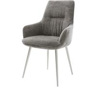 DeLife Chaise-rembourrée Zelia-Flex avec accoudoirs 4 Pieds Coniques Acier Inoxydable bouclé Doux Couleur Boue Resorts ensachés