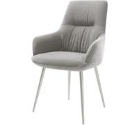 DeLife Chaise-rembourrée Zelia-Flex avec accoudoirs 4 Pieds Coniques Acier Inoxydable Tissu structuré Doux Gris Resorts ensachés