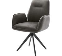 DeLife Chaise-rembourrée Zoa-Flex Pied croisé Angulaire Noir microvelours Anthracite Vintage Ressorts ensachés