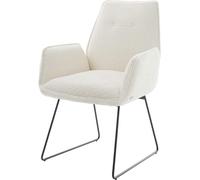 DeLife Chaise-rembourrée Zoa-Flex Pied trapèze Noir bouclé Blanc Ressorts ensachés