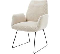 DeLife Chaise-rembourrée Zoa-Flex Pied trapèze Noir côtelé Beige Vintage Ressorts ensachés