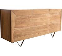 DeLife Commode Kayu Acacia Naturel 145x40x70 cm 3 Portes Pied en V Buffet
