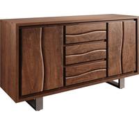 DeLife Commode Live-Edge Acacia Marron 147 cm 2 Portes 3 tiroirs Bordure d'arbre Buffet