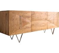 DeLife Commode Wyatt Acacia Naturel 175 cm 3D Optique Centrale Acier INOX