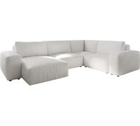 DeLife Grand canapé d'angle Lanzo bou lanc crème 300x210 cm méridienne réversible