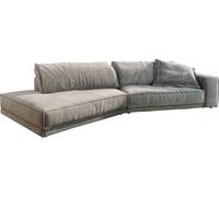 DeLife Grand canapé Snoosh Tissu structuré Soft Gris 400x150 cm méridienne gauch