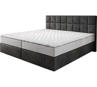 DeLife Lit à sommier tapissier Dream-Fine Microfibre Anthracite Vintage 200x200 cm avec Matelas à Ressorts ensachés et surmatelas en Mousse viscoélastique