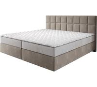 DeLife Lit à sommier tapissier Dream-Fine Microfibre Beige 200x200 cm avec Matelas à Ressorts ensachés et Visco-Surmatelas