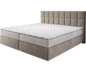 DeLife Lit à sommier tapissier Dream-Fine Microfibre Beige 200x200 cm avec Matelas à Ressorts ensachés et Visco-Surmatelas