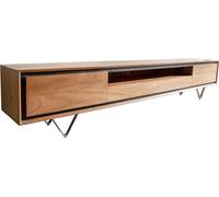 DeLife Plateau-TV Stonegrace Acacia Nature 240 cm 2 Portes 1 Compartiment 2 tiroirs placage en Pierre Buffet Bas à Pieds en V