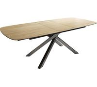 DeLife Table à Manger Edge Boot 180-220x100 cm Céramique | Laminam® Sabbia Eichefarbig piètement en croix Rectangle Acier inoxydable Graphite extensible