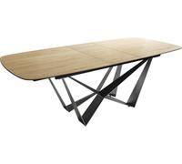 DeLife Table à Manger Edge Boot 180-220x100 cm Céramique | Laminam® Sabbia Eichefarbig Spider Flachstahl Acier inoxydable Graphite extensible