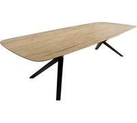 DeLife Table à Manger Edge Boot 300x120 cm Céramique Laminam® Sabbia Eichefarbig Zenthara anguleux Métal Noir