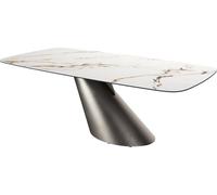 DeLife Table à Manger Edge Boot céramique Calacatta Luxe Blanc-doré-Gris 240x120 Cono métallique Argent