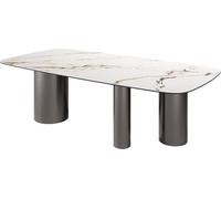 DeLife Table à Manger Edge Boot Céramique Calacatta Luxe Blanc-Doré-Gris 240x120 Troa Acier Inoxydable Graphite
